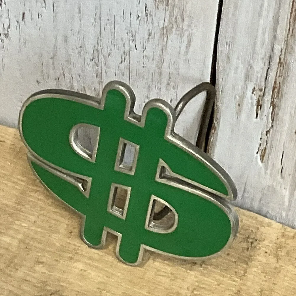 Cash Dollar‎ Sign Green Belt Buckle Mens 2002 Great American Products Pewter